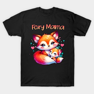 Foxy Mama Mother Daughter Fox Kit Cute Saying Mother'S Day T-Shirt